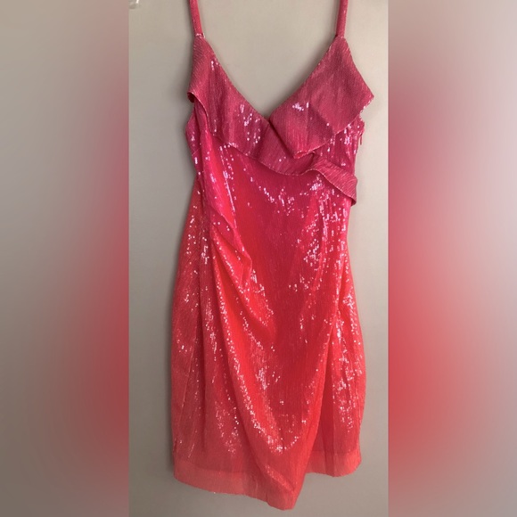 NWOT DEREK LAM 10 Crosby Peachy Pink Sequin GIGI CAMI Dress Size 0 $595 - Picture 3 of 5